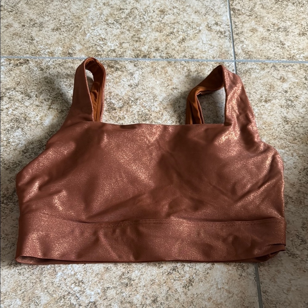 Brown Glitter Padded Sports Bra